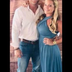 David’s Bridal, Steel Blue Dress